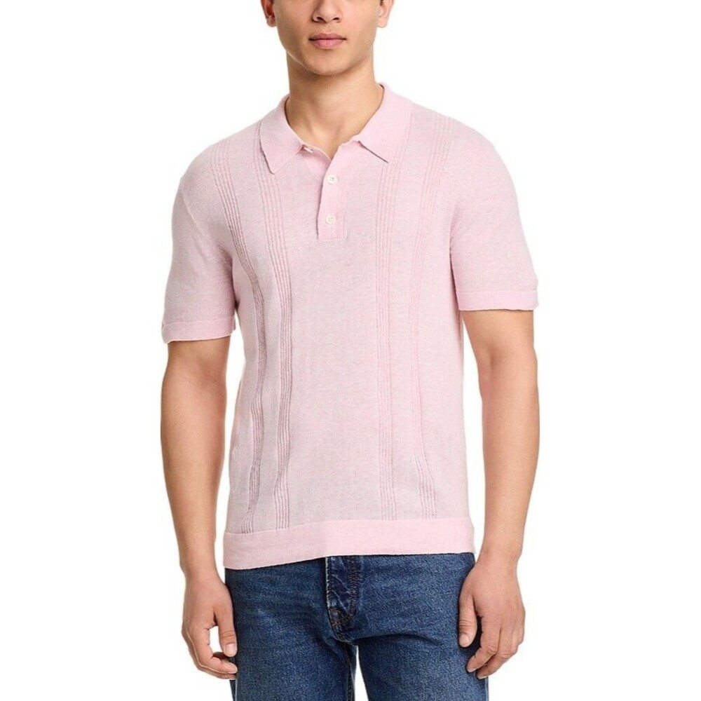 RAILS Polo Shirt Mens Small Pink Cotton Linen Blend Knit CILLIAN $158